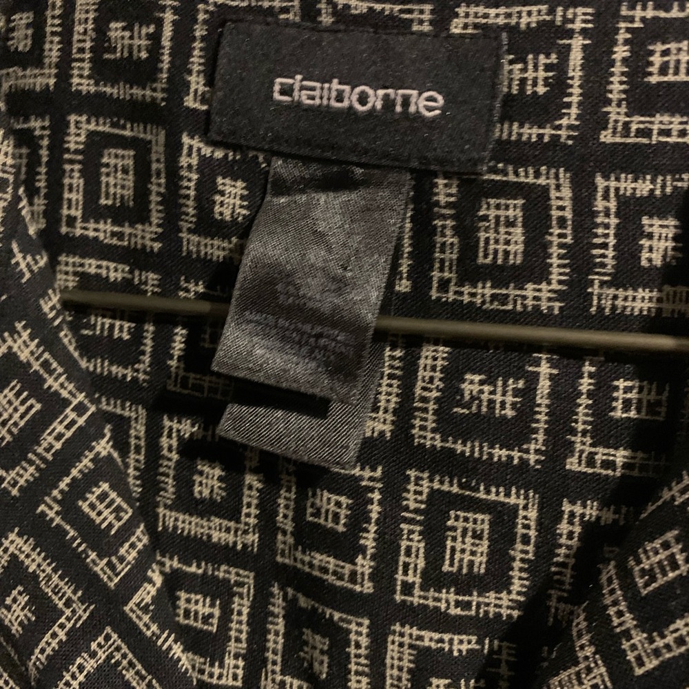Claiborne Black and Cream Silk Geometric Design Apparel